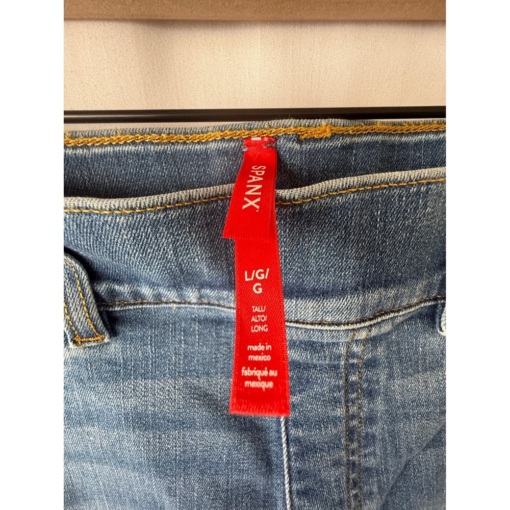 Spanx Seamed Front Wide Leg Jeans Vintage Indigo Tall Large Pull On Denim NWT - Picture 4 of 8